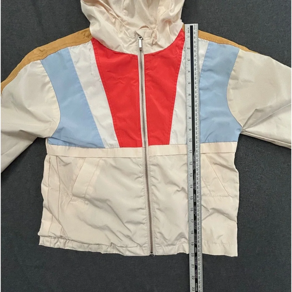 Gymboree Girls L 10-12 Hooded Windbreaker Jacket Colorblock Zip Lightweight
